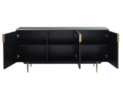 Buffet - 3 Portes - MDF Et Métal - Coloris : Noir Et Doré - LIKANA -Magasin de meubles de restaurant buffet 4157637