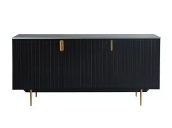 Buffet - 3 Portes - MDF Et Métal - Coloris : Noir Et Doré - LIKANA -Magasin de meubles de restaurant buffet 4157639