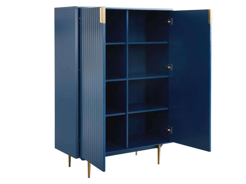 Buffet Haut - 2 Portes - MDF Et Métal - Coloris : Bleu Et Doré - LIKANA 8 Buffet Haut - 2 Portes - MDF Et Métal - Coloris : Bleu Et Doré - LIKANA – Image 6