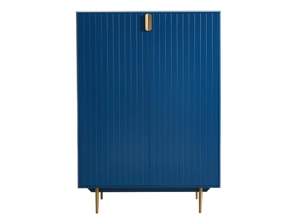 Buffet Haut - 2 Portes - MDF Et Métal - Coloris : Bleu Et Doré - LIKANA 6 Buffet Haut - 2 Portes - MDF Et Métal - Coloris : Bleu Et Doré - LIKANA – Image 4