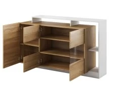 Buffet 3 Portes Et 3 Niches - Avec LEDs - Coloris : Naturel Et Blanc - IDESIA -Magasin de meubles de restaurant buffet 4417641