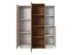 Buffet Haut FRANCOLI - 3 Portes Et 2 Niches - Blanc Et Chêne -Magasin de meubles de restaurant buffet 477447