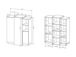 Buffet Haut FRANCOLI - 3 Portes Et 2 Niches - Blanc Et Chêne -Magasin de meubles de restaurant buffet 477449