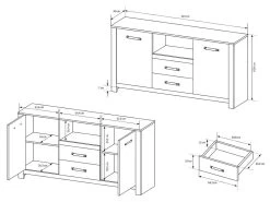 Buffet SABONI - 2 Portes, 2 Tiroirs Et 1 Niche - Noyer Et Anthracite 9 Buffet SABONI - 2 Portes, 2 Tiroirs Et 1 Niche - Noyer Et Anthracite -Magasin de meubles de restaurant buffet 483317