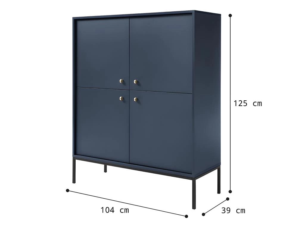 Buffet Haut - 4 Portes - Bleu - BOGDAN 9 Buffet Haut - 4 Portes - Bleu - BOGDAN – Image 7