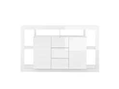 Buffet Avec 2 Portes Et 3 Tiroirs - Blanc Laqué - BALKA -Magasin de meubles de restaurant buffet 5635243