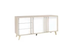 Buffet Moyen Modèle MALMO Blanc. Meuble Design Type SCANDINAVE. Effet Ultra Tendance Pour Votre Salon.
