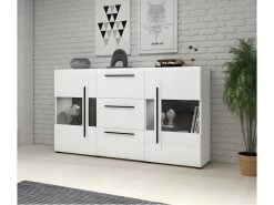 Buffet 180cm Collection BREDA Deux Portes Partiellement Vitrées Et Trois Tiroirs. Coloris Blanc. 8 Buffet 180cm Collection BREDA Deux Portes Partiellement Vitrées Et Trois Tiroirs. Coloris Blanc. -Magasin de meubles de restaurant buffet 8932839