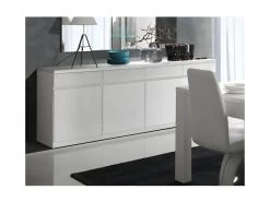 Buffet, Bahut, Enfilade FABIO. 4 Portes Et 4 Tiroirs. Coloris Blanc Brillant High Gloss. Meuble Design Et Contemporain