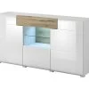 Buffet 160cm Collection OHIO. Coloris Blanc Et Chêne. LED Incluses -Magasin de meubles de restaurant buffet 8933215