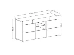 Buffet 160cm Collection OHIO. Coloris Blanc Et Chêne. LED Incluses -Magasin de meubles de restaurant buffet 8933221