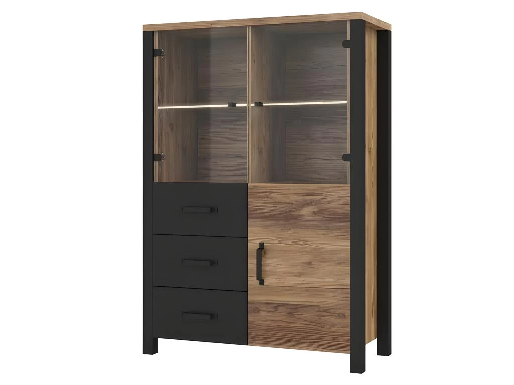 Buffet Haut Collection DARWIN. Couleur épicéa Et Noir. 3 Portes Et 3 Tiroirs. 3 Buffet Haut Collection DARWIN. Couleur épicéa Et Noir. 3 Portes Et 3 Tiroirs.