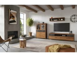 Buffet Haut Collection WINDSOR. Coloris Chêne Foncé Et Gris Anthracite. 8 Buffet Haut Collection WINDSOR. Coloris Chêne Foncé Et Gris Anthracite. -Magasin de meubles de restaurant buffet 8935099