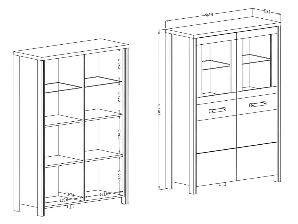 Buffet Haut Collection WINDSOR. Coloris Chêne Foncé Et Gris Anthracite. 6 Buffet Haut Collection WINDSOR. Coloris Chêne Foncé Et Gris Anthracite. – Image 4