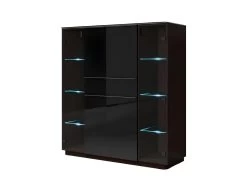 Buffet Haut TONGA Quatre Portes Et Un Tiroirs. Couleur Wengé. LED Incluses. Style Design.