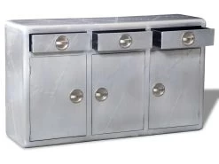 Buffet Bahut Armoire Console Meuble De Rangement Avec 3 Tiroirs Style Vintage Aluminium Gris 4402076 -Magasin de meubles de restaurant buffet 8935487