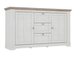 Buffet 160 Cm 2 Portes 3 Tiroirs Décor Chêne Clair Blanchi - ANGELE