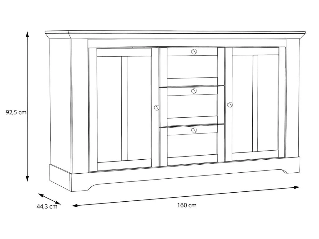 Buffet 160 Cm 2 Portes 3 Tiroirs Décor Chêne Clair Blanchi - ANGELE 6 Buffet 160 Cm 2 Portes 3 Tiroirs Décor Chêne Clair Blanchi - ANGELE – Image 4