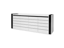 Buffet, Bahut LINA Blanc Et Noir Brillant Avec LED. Meuble Design Pour Votre Salle à Manger