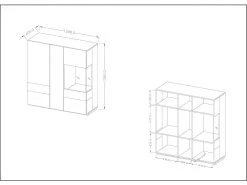 Buffet Haut KILES Trois Portes Avec LED. Coloris Blanc Et Chêne. Style Design -Magasin de meubles de restaurant buffet 8941607