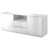 Buffet 180cm 2 Portes Et 2 Tiroirs Collection ZANTE. Coloris Blanc Brillant. LED Incluses -Magasin de meubles de restaurant buffet 8941639