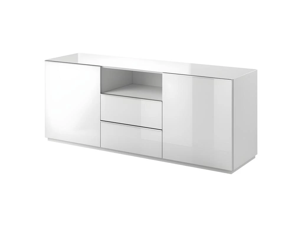 Buffet 180cm 2 Portes Et 2 Tiroirs Collection ZANTE. Coloris Blanc Brillant. LED Incluses 3 Buffet 180cm 2 Portes Et 2 Tiroirs Collection ZANTE. Coloris Blanc Brillant. LED Incluses