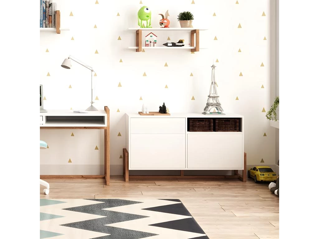 Buffet 1 Tiroir 2 Portes Oslo Blanc - Blanc 6 Buffet 1 Tiroir 2 Portes Oslo Blanc - Blanc – Image 4