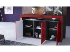 Buffet Noir Mat Et Blanc Laqué Avec Led 9 Buffet Noir Mat Et Blanc Laqué Avec Led -Magasin de meubles de restaurant buffet 9527175