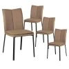 CALLUM - Lot De 4 Chaises Taupe Avec Sur-Coussin -Magasin de meubles de restaurant chaise 10020901