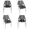Lot De 4 Chaises Noires Empilables Avec Piètement Métal Chromé - NOVA