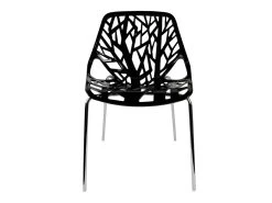 Lot De 4 Chaises Noires Empilables Avec Piètement Métal Chromé - NOVA -Magasin de meubles de restaurant chaise 10022061