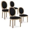 Lot De 4 Chaises Médaillon Louis XVI Tissu Noir -Magasin de meubles de restaurant chaise 10022107