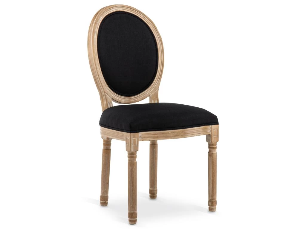 Lot De 4 Chaises Médaillon Louis XVI Tissu Noir 4 Lot De 4 Chaises Médaillon Louis XVI Tissu Noir – Image 2
