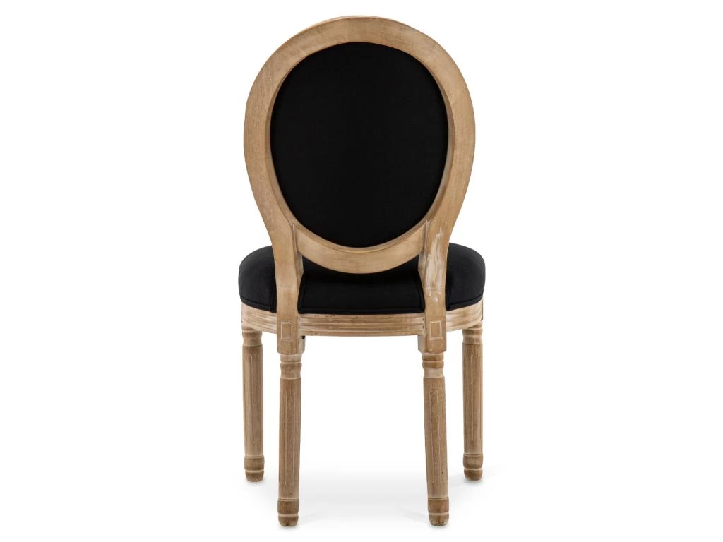 Lot De 4 Chaises Médaillon Louis XVI Tissu Noir 5 Lot De 4 Chaises Médaillon Louis XVI Tissu Noir – Image 3