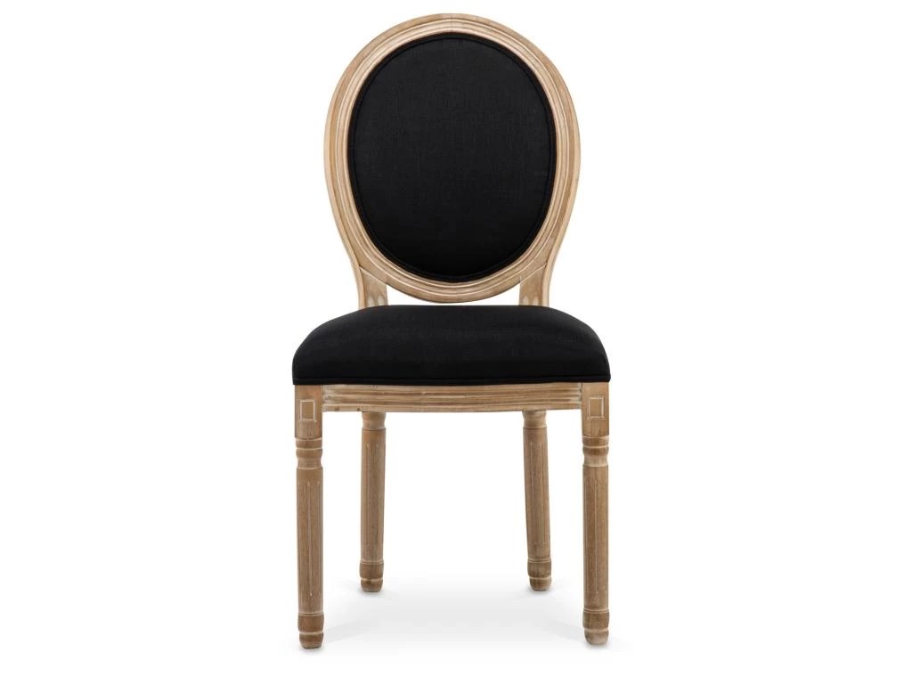 Lot De 4 Chaises Médaillon Louis XVI Tissu Noir 6 Lot De 4 Chaises Médaillon Louis XVI Tissu Noir – Image 4