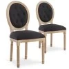 Lot De 2 Chaises Médaillon Capitonnées Louis XVI Tissu Noir