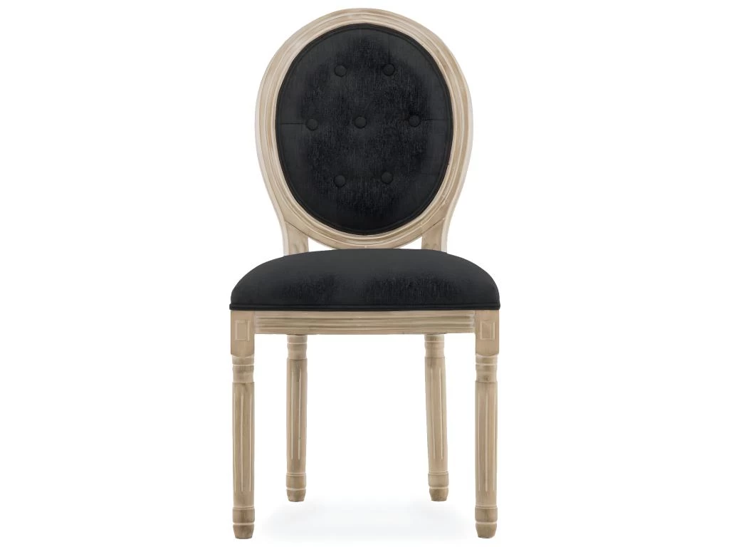Lot De 2 Chaises Médaillon Capitonnées Louis XVI Tissu Noir 4 Lot De 2 Chaises Médaillon Capitonnées Louis XVI Tissu Noir – Image 2