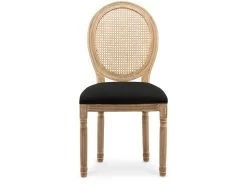 Lot De 4 Chaises Médaillon Louis XVI Cannage Rotin Tissu Noir -Magasin de meubles de restaurant chaise 10022163