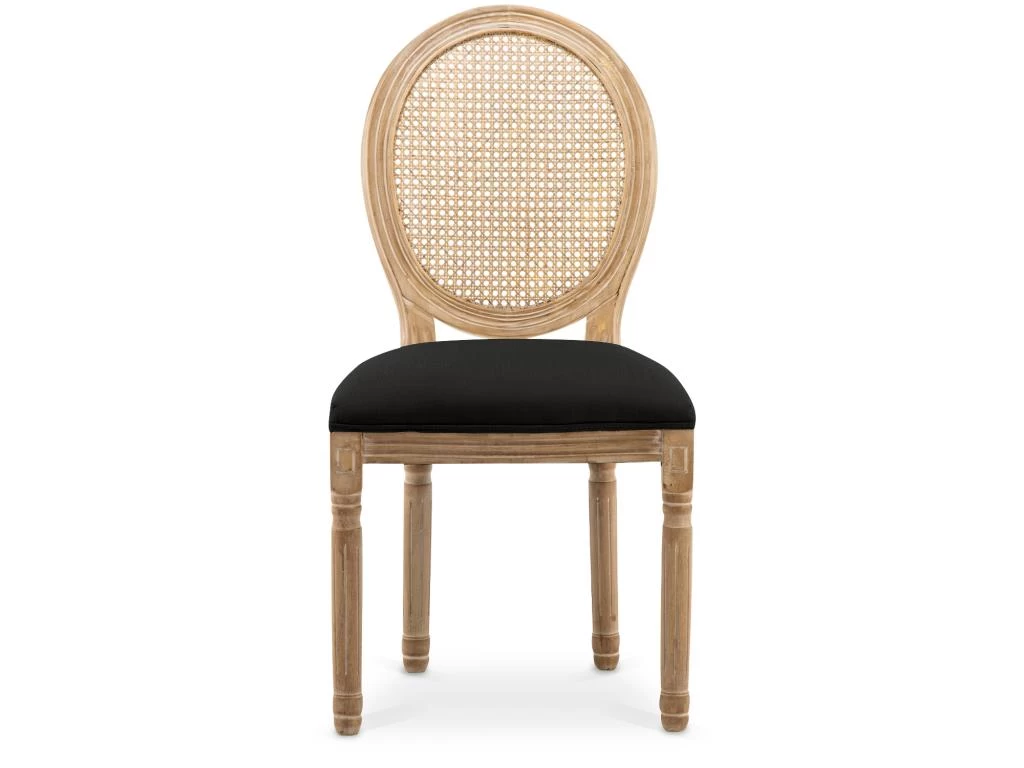 Lot De 6 Chaises Médaillon Louis XVI Cannage Rotin Tissu Noir 6 Lot De 6 Chaises Médaillon Louis XVI Cannage Rotin Tissu Noir – Image 4