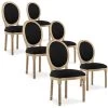 Lot De 6 Chaises Médaillon Louis XVI Tissu Noir -Magasin de meubles de restaurant chaise 10022205
