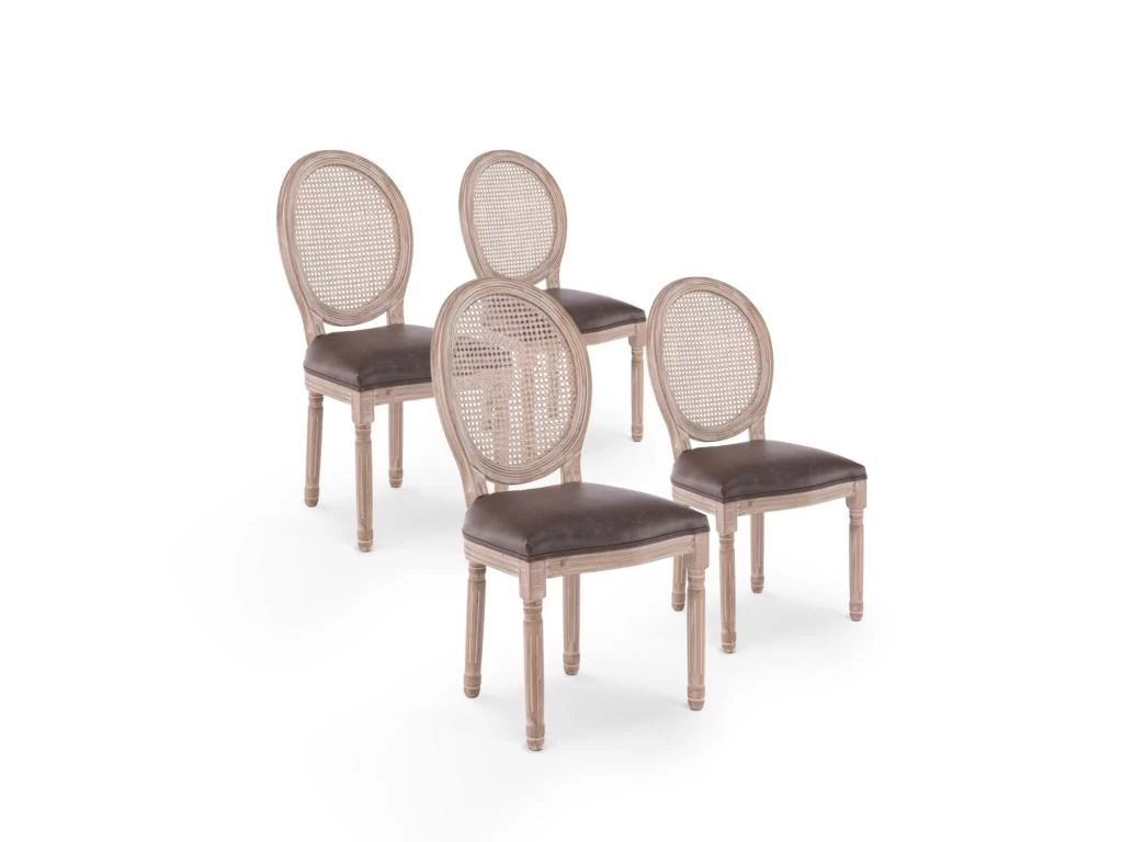 Lot De 4 Chaises Médaillon Louis XVI Cannage Rotin Vintage 3 Lot De 4 Chaises Médaillon Louis XVI Cannage Rotin Vintage