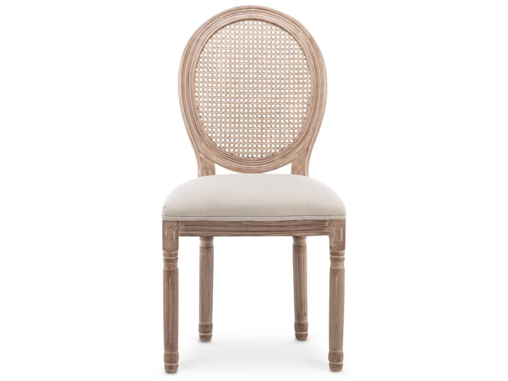 Lot De 2 Chaises Médaillon Louis XVI Cannage Rotin Tissu Beige 6 Lot De 2 Chaises Médaillon Louis XVI Cannage Rotin Tissu Beige – Image 4