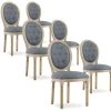 Lot De 6 Chaises Médaillon Capitonnées Louis XVI Tissu Gris -Magasin de meubles de restaurant chaise 10022281