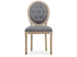 Lot De 6 Chaises Médaillon Capitonnées Louis XVI Tissu Gris -Magasin de meubles de restaurant chaise 10022283