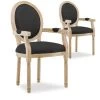 Lot De 2 Fauteuils Médaillon Louis XVI Tissu Noir 2 Lot De 2 Fauteuils Médaillon Louis XVI Tissu Noir -Magasin de meubles de restaurant chaise 10022299