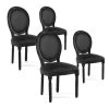 Lot De 4 Chaises Médaillon Louis XVI Velours Noir -Magasin de meubles de restaurant chaise 10022323