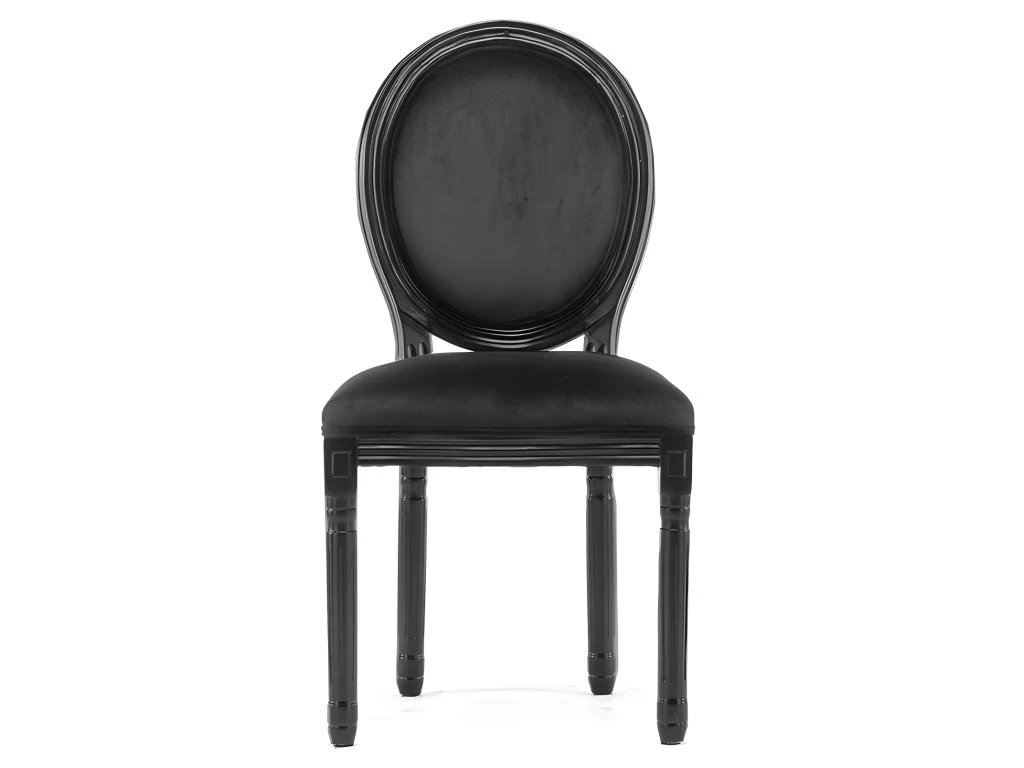 Lot De 4 Chaises Médaillon Louis XVI Velours Noir 5 Lot De 4 Chaises Médaillon Louis XVI Velours Noir – Image 3