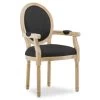 Fauteuil Médaillon Louis XVI Tissu Noir -Magasin de meubles de restaurant chaise 10022371