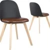 Lot De 2 Chaises De Cuisine Scandinaves UFI (noir-marron) -Magasin de meubles de restaurant chaise 10026487
