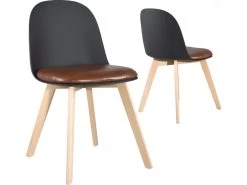 Lot De 2 Chaises De Cuisine Scandinaves UFI (noir-marron)